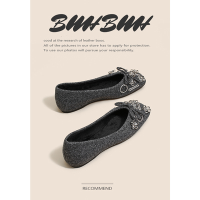 巨好看法式单鞋女秋冬加绒毛毛鞋