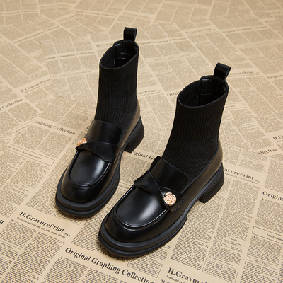 高跟袜靴洋气小短靴显瘦