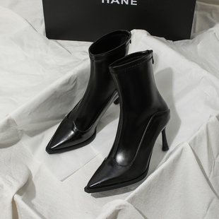 巨好看高跟靴子女秋冬2025新款爆款细跟短靴女瘦瘦靴配阔腿裤踝靴
