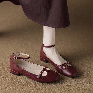 方头浅口一字带女鞋 巨好看气质绝美单鞋 女粗跟不累脚2026春夏新款