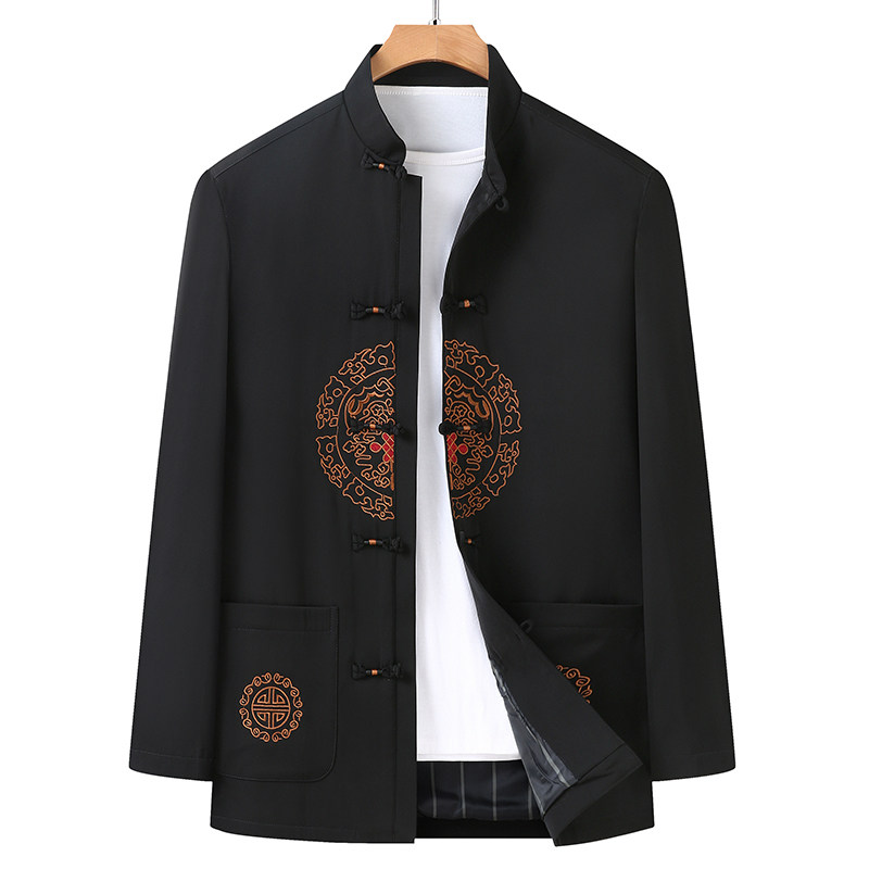 CHINESE STYLE RED TANG COSTUME MIDDLE-AGED AND ELDERLY JACKET PERFORMANCE COSTUME MENS AUTUMN SUIT DAD SUIT CASUAL JACKET MEN