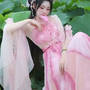 芍药仙羽汉服女武侠风古装超仙大袖衫齐腰襦裙套装改良日常款春季