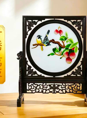 兰姿蕙质刺绣实木外框中国风