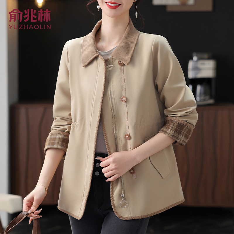 俞兆林妈妈风衣外套春装2025新款气质中老年女装时尚洋气减龄上衣