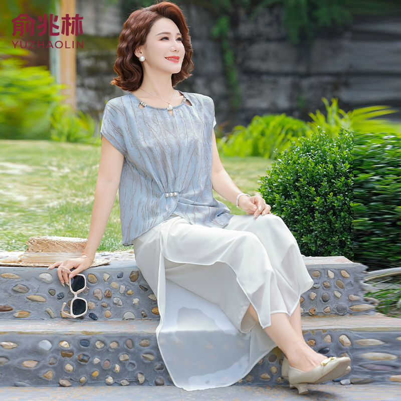 中年妈妈夏装时尚套装2025新款