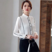 白衬衫 通勤衬衣 女设计感小众职业气质工作服修身 新款 2019秋季 长袖