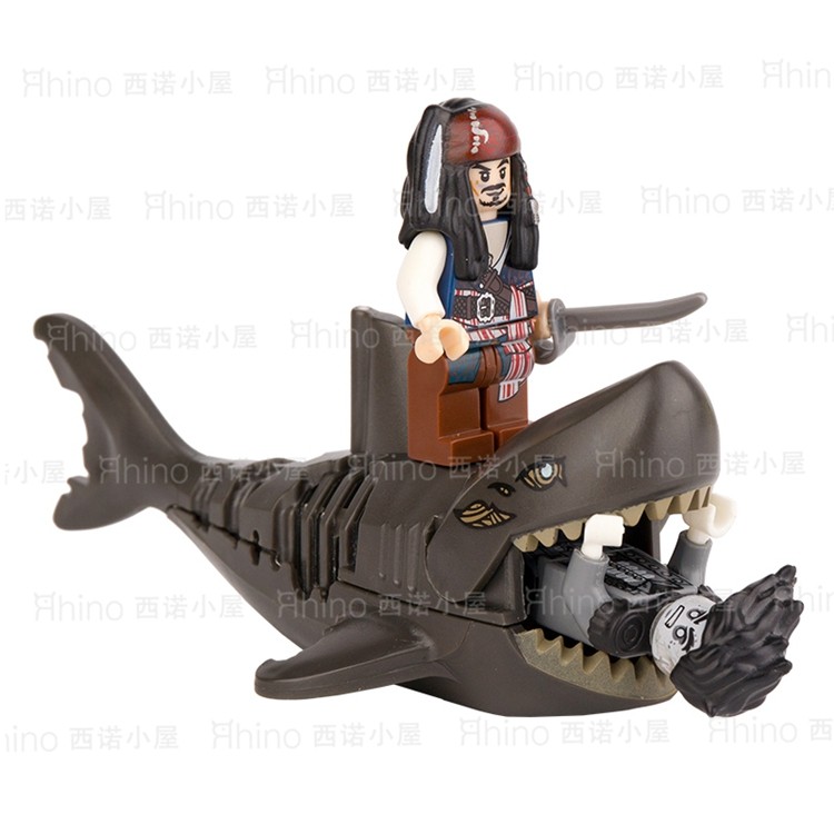 兼容乐高积木pg1008幽灵僵尸鲨鱼加勒比海盗杰克拼插人仔玩具品高