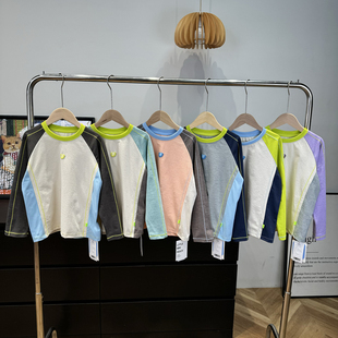 T恤男童女童潮酷百搭上衣031508 插肩拼色儿童长袖 25春季 新款