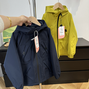 连帽加绒防风防水保暖冲锋衣三防中大男童女童棉服6318