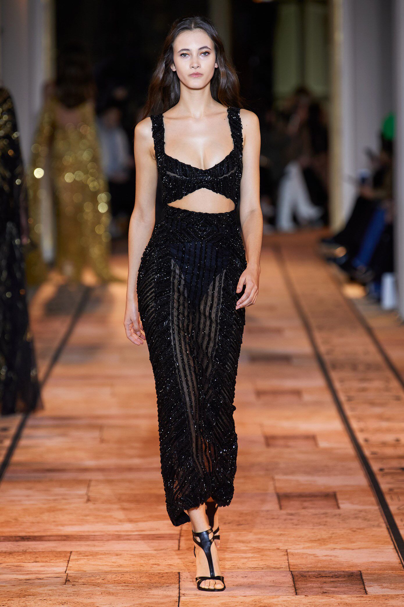 zuhair murad 大牌高级定制秀场款黑色性感露腰生日宴会聚会礼服