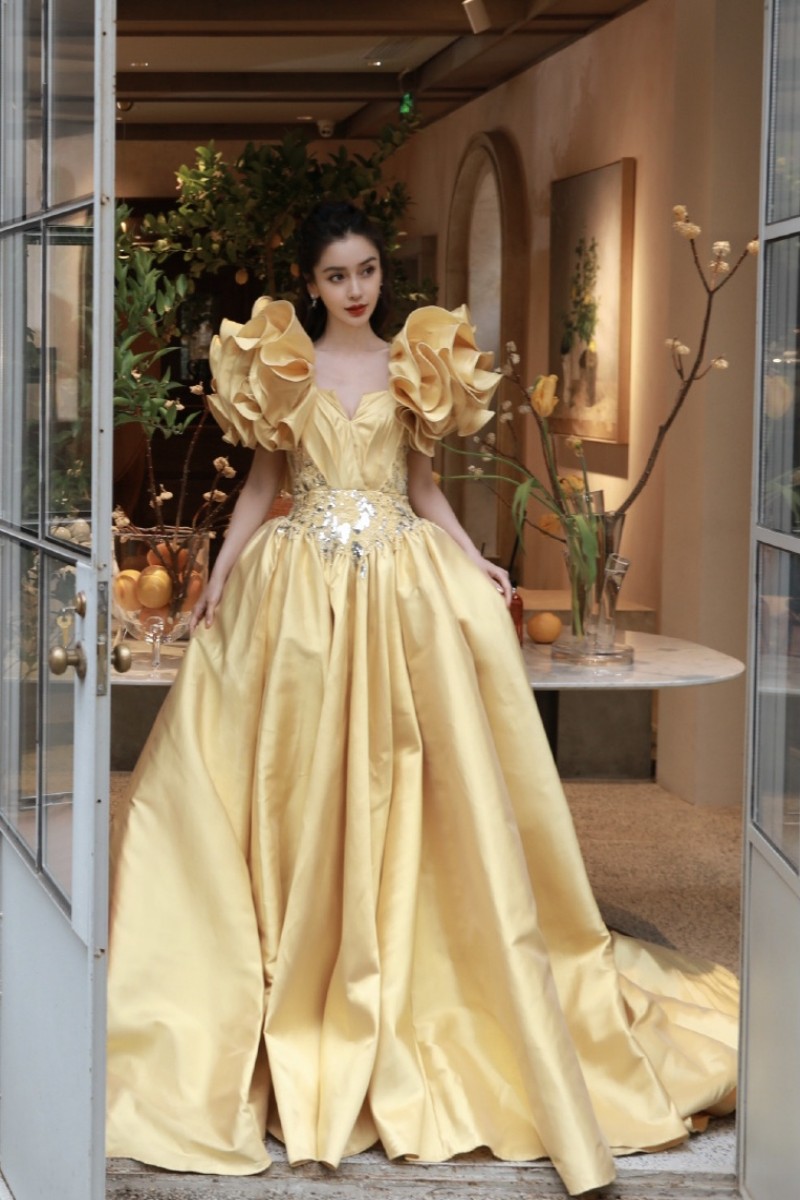 遮肉显瘦大气纯手工缝制晚礼服