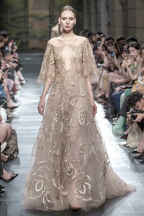 marchesa 香槟色刺绣遮手臂宫廷奢华年会生日宴晚礼服结婚敬酒服