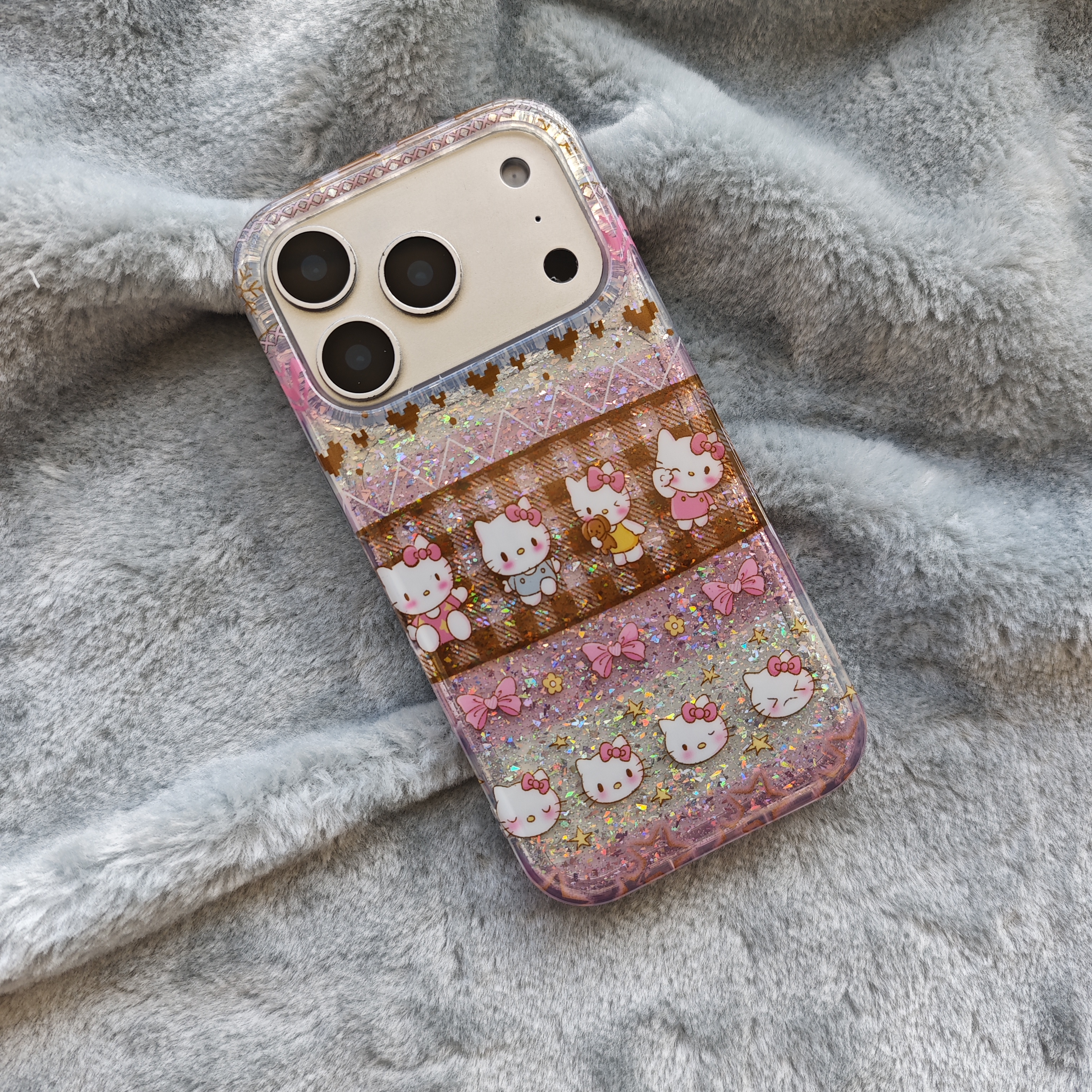 闪粉费尔岛蝴蝶结kitty猫手机壳