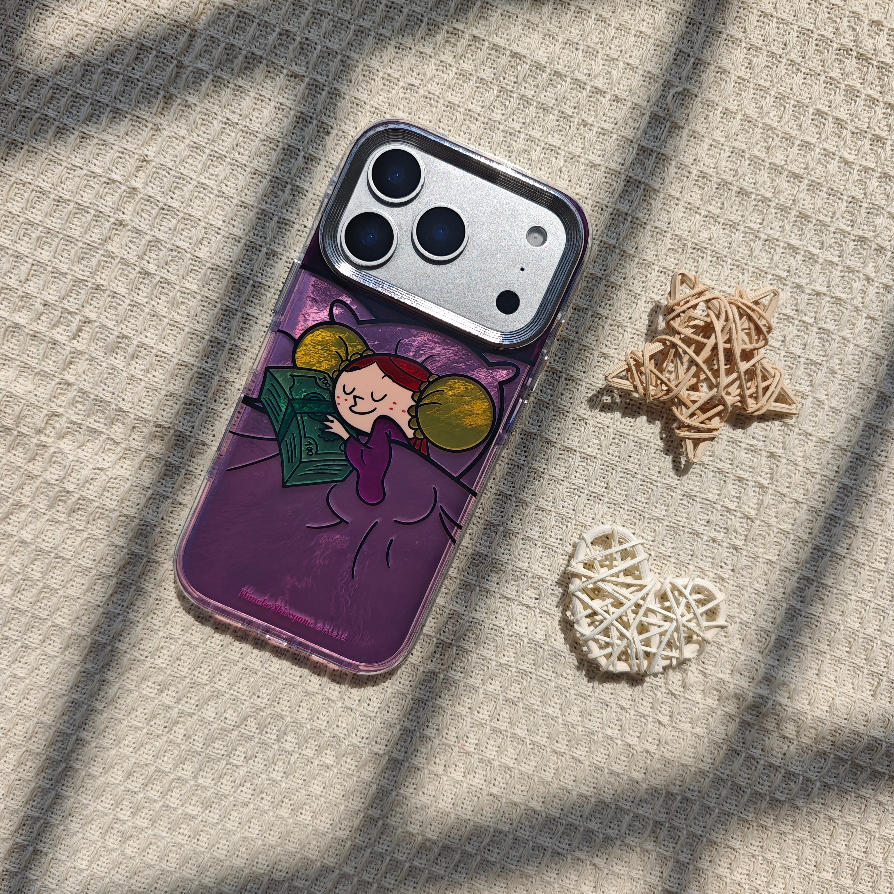 卡通可爱紫色多金财迷女孩手机壳