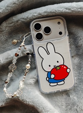 圆弧气囊IMD卡通可爱白色西红柿米菲兔手机壳适用iphone17promax大孔防摔苹果16磨砂15趣味创意14手链13简约
