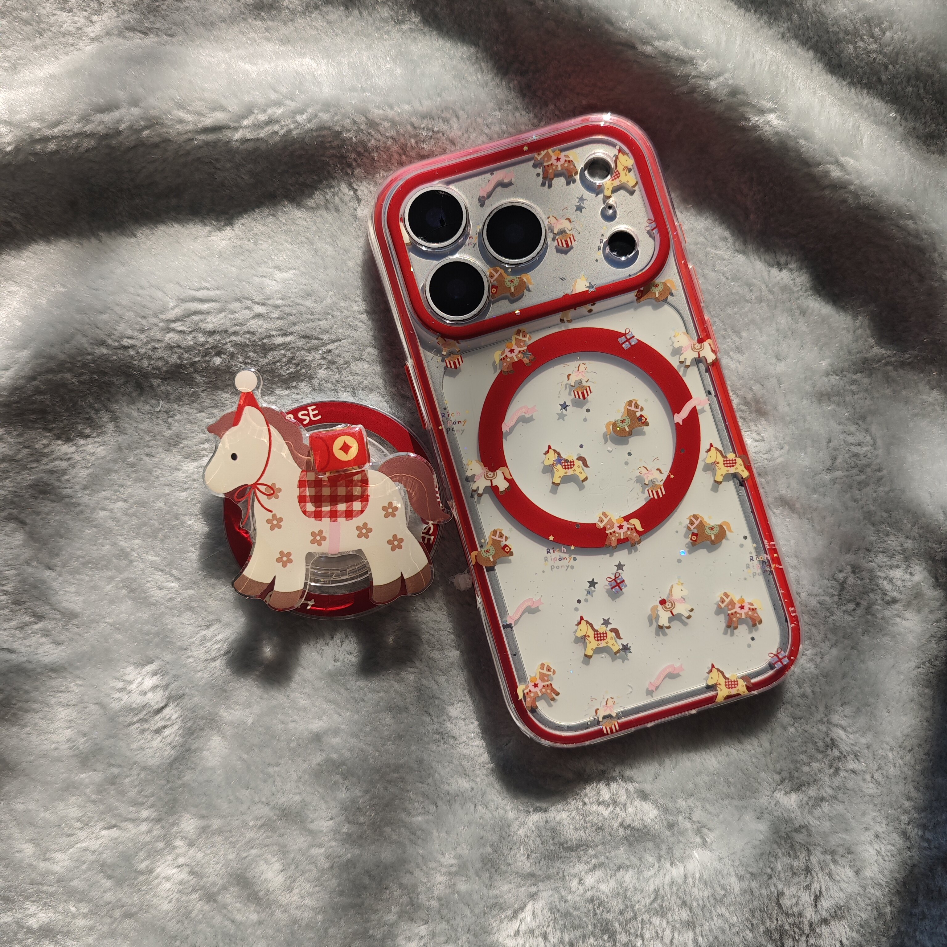 二合一IMD磁吸可爱2026马年闪粉红包满屏小马手机壳适用iphone17promax个性防摔苹果16亮面15趣味14支架13新