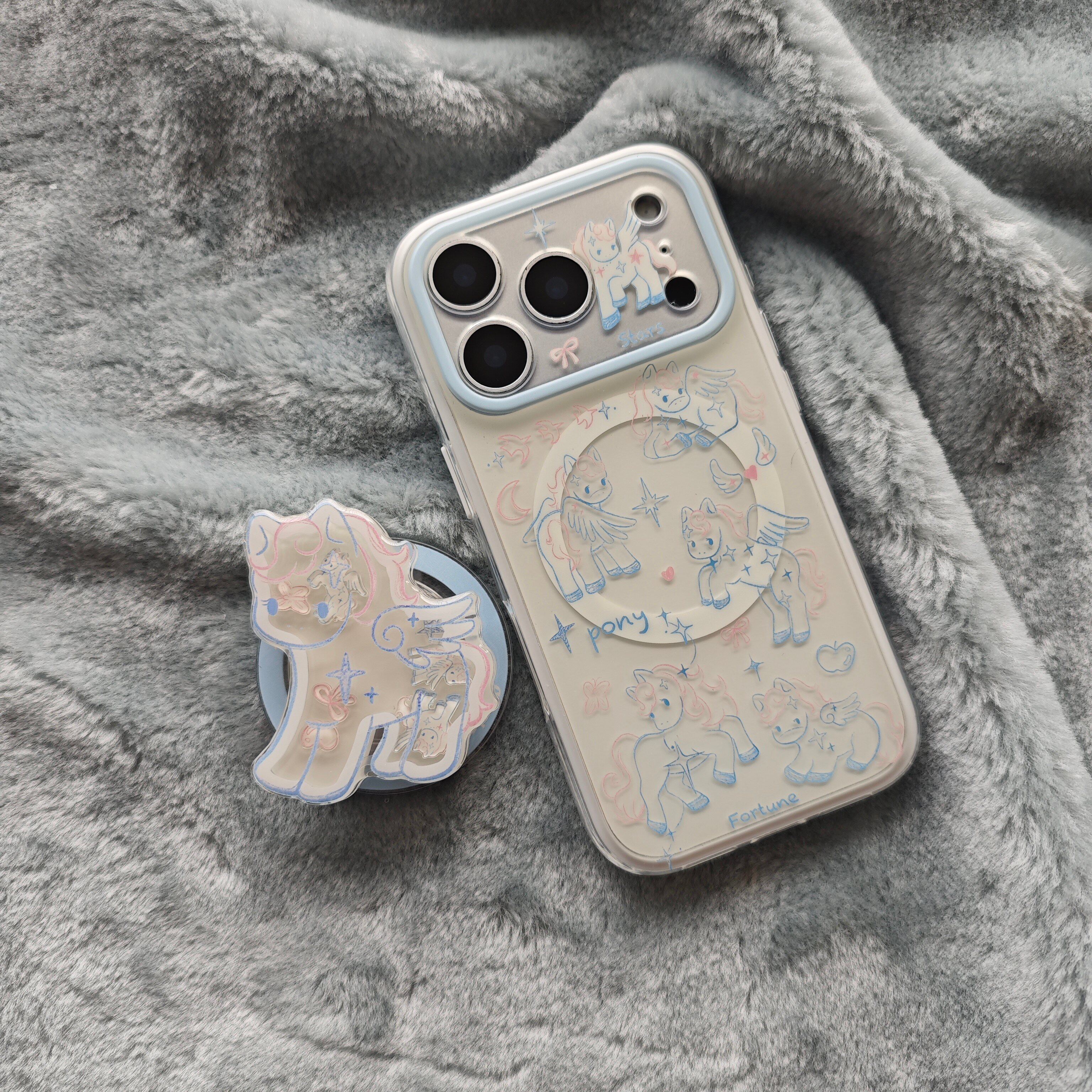 二合一IMD磁吸马年可爱米色底线条翅膀小马手机壳适用iphone17promax个性防摔苹果16磨砂15趣味创意14支架13
