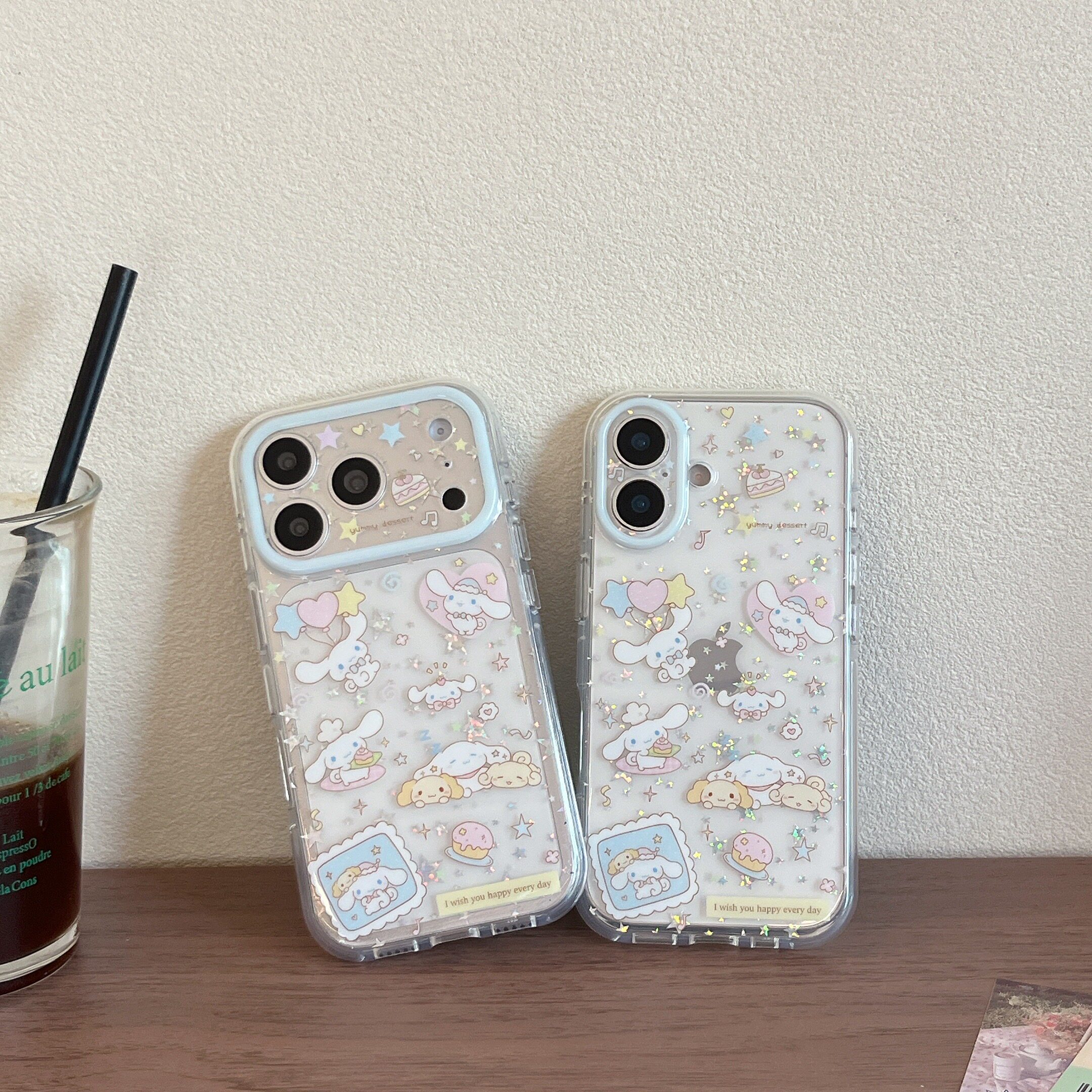 圆弧气囊IMD卡通可爱透明鎏金满屏星星玉桂狗手机壳适用iPhone17promax全包防摔苹果16亮面15趣味创意少女心