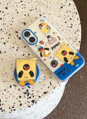 圆弧气囊IMD磁吸卡通可爱撞色麻袋Pingu企鹅手机壳适用iphone17promax个性防摔苹果16亮面15趣味创意14支架13