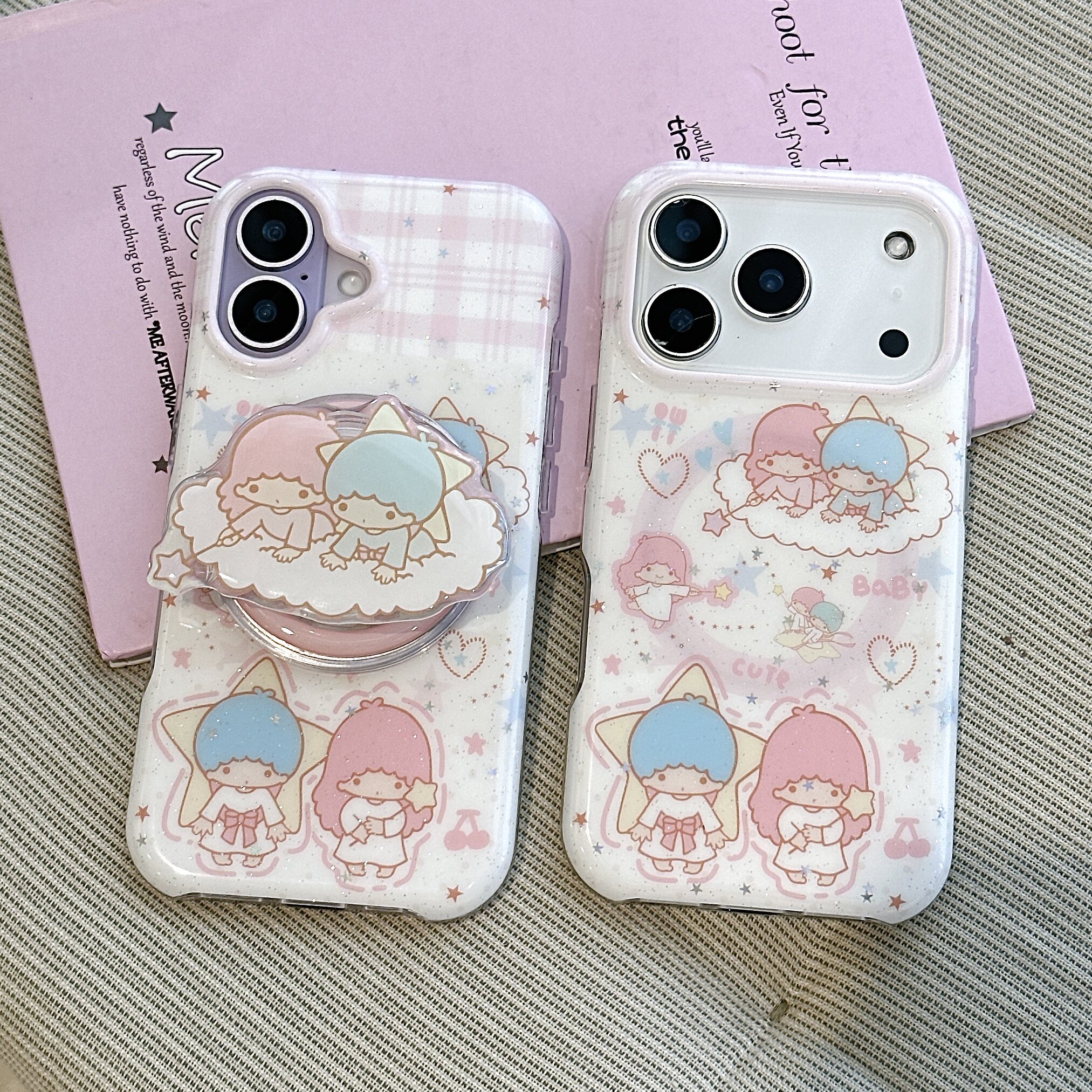 卡通可爱闪粉星星双子星手机壳