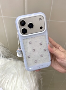 圆弧气囊IMD卡通可爱闪粉镂空碎花小狗手机壳适用iPhone17promax大孔防摔苹果16亮面15趣味创意14挂件13女生