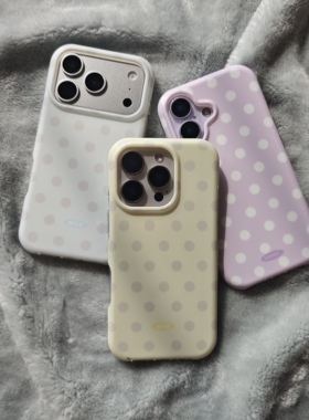 圆弧气囊IMD清新简约黄蓝紫三色波点手机壳适用iPhone17promax大孔防摔苹果16磨砂15趣味创意文艺ins风少女心