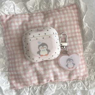 小众airpodspro imd软套波点爱心企鹅苹果蓝牙耳机壳套适用airpods2 4女生时尚 pro3挂件卡通可爱趣味 pro2