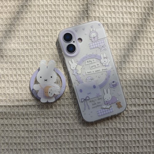 卡通可爱紫色泼墨米菲兔手机壳