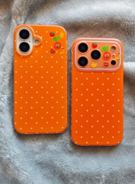 IMD可爱简约橙色波点胡萝卜水果蔬菜手机壳适用iphone17promax个性防摔苹果16磨砂15趣味创意14小众13少女心