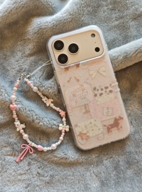 圆弧气囊IMD卡通可爱粉色蝴蝶结台灯小狗手机壳适用iphone17promax大孔防摔苹果16亮面15趣味创意14手链13新