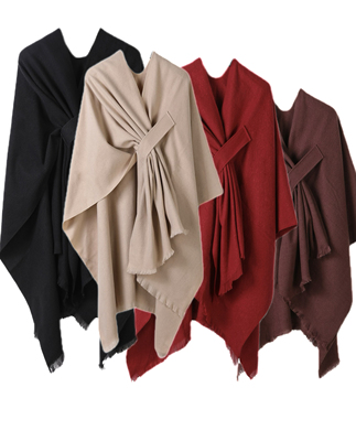 仿羊绒Shawl 开叉男女可用纯色大披肩围巾欧美保暖斗篷披风空调毯