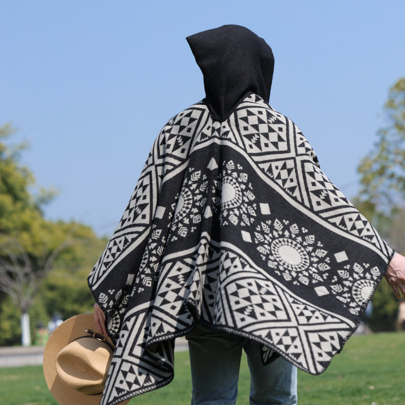 男士披肩时尚外搭高级感男士空调房护肩毛毯搭肩新斗篷潮流披肩