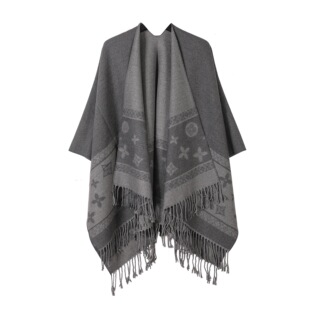 欧美时尚披肩斗篷女士秋冬街头走秀保暖加大外搭披风仿羊绒大围巾