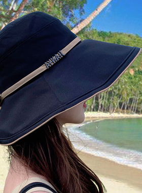 渔夫帽女秋冬新款遮阳帽大帽檐显脸小盆帽防晒帽子防紫外线休闲帽