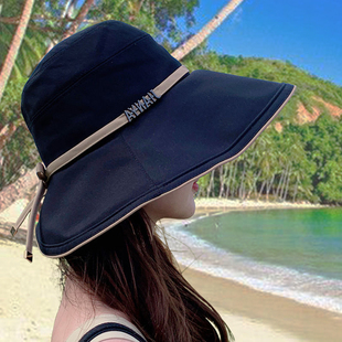 渔夫帽女秋冬新款遮阳帽大帽檐显脸小盆帽防晒帽子防紫外线休闲帽