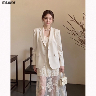 开2026吊带西装女miu里miu气外套春连衣裙穿搭套装白色超火小香风
