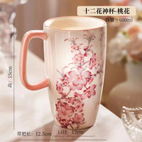 Black mugs with ceramic LIDS, home creative ladies, high appearance level, office large-capacity drinking cups and coffee cups thumbnail 3