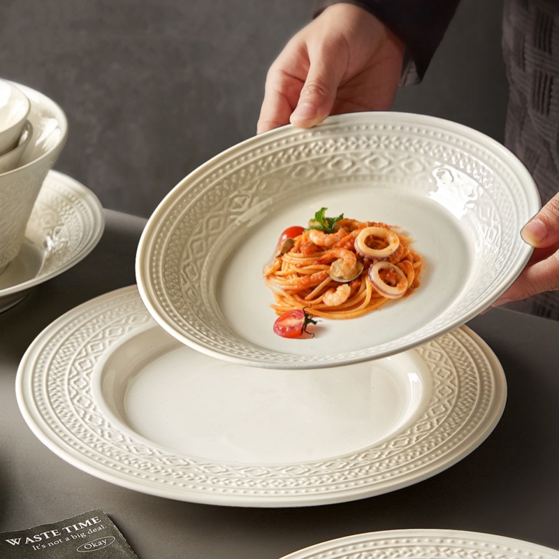 釉下彩盘子家用菜盘2025新款碗碟餐具高级感好看漂亮餐盘深盘汤盘