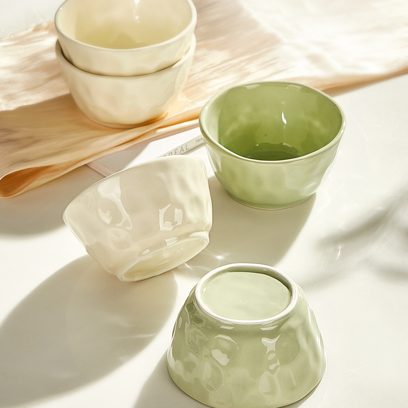 墨色奶油色陶瓷米饭碗家用吃饭碗