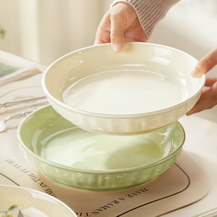 奶油风陶瓷盘子菜盘家用2025新款 碗碟餐具7寸8寸炒菜碟子深盘餐盘