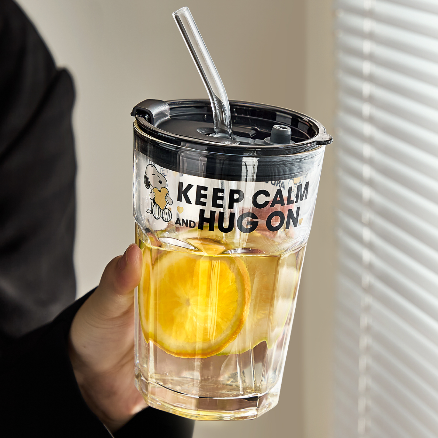 玻璃吸管杯女高颜值2025新款奶茶杯子带盖豆浆咖啡杯外带水杯夏天