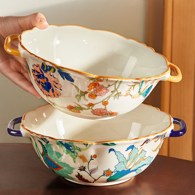 墨色新中式家用双耳碗汤碗面碗