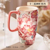 Black mugs with ceramic LIDS, home creative ladies, high appearance level, office large-capacity drinking cups and coffee cups thumbnail 4