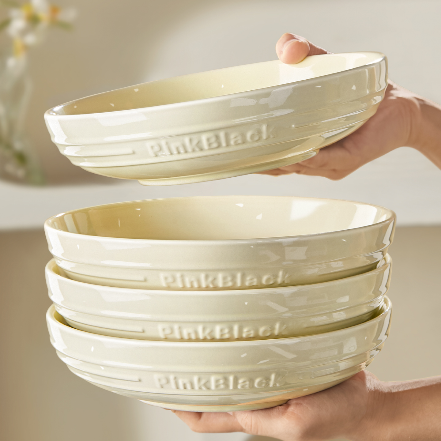 奶油风陶瓷白色盘子菜盘2024新款