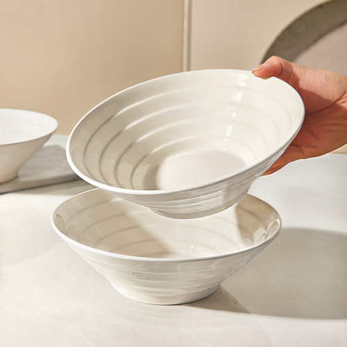 白色斗笠面碗家用高级感面条碗