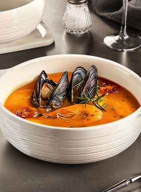 陶瓷白色双耳汤碗高颜值家用新款汤盆大号泡面碗酸菜鱼大盆碗盘子