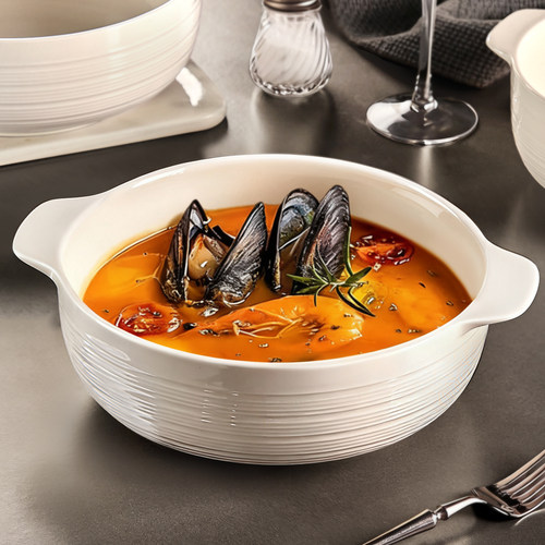 白色双耳汤碗家用汤盆酸菜鱼大碗