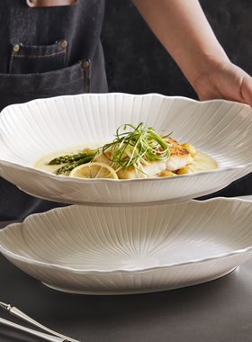 高级感鱼盘家用2025新款蒸鱼专用盘子陶瓷大号装鱼碟鱼盆餐具鱼碗