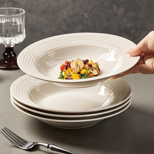 墨色高级感草帽盘深盘意面盘