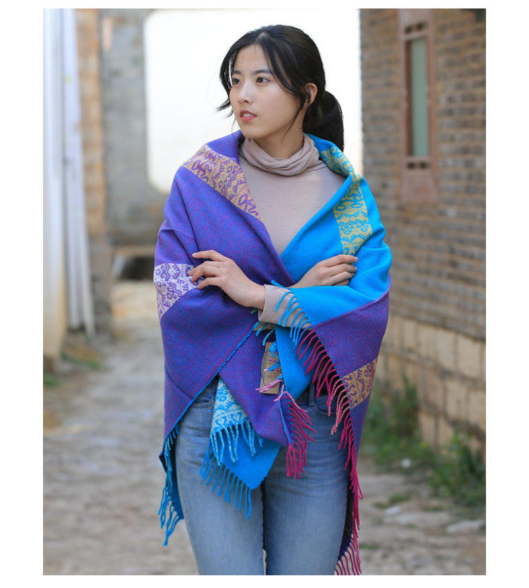 丽江提花羊毛长款青年围巾女士